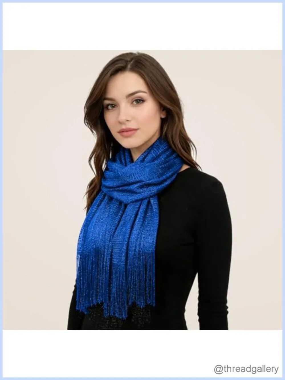 Sparkly Sequin Scarf Mesh Shawl Wrap with Fringe Evening Party Festival